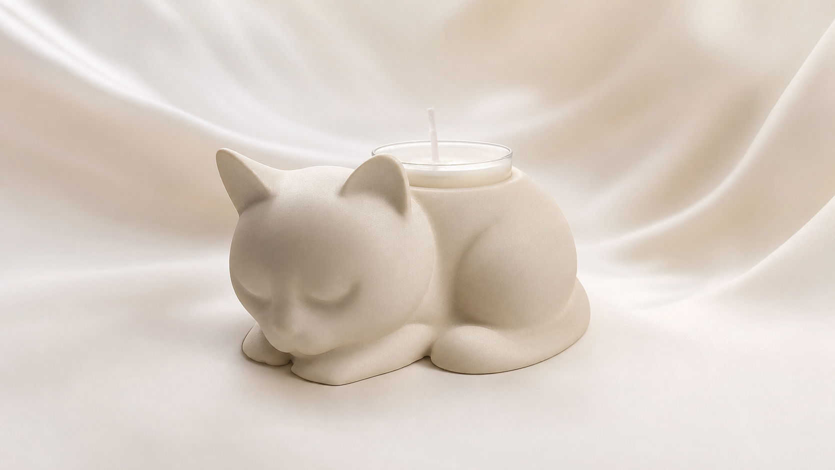Գիպսե մոմակալ և մոմ «Sleeping Cat»