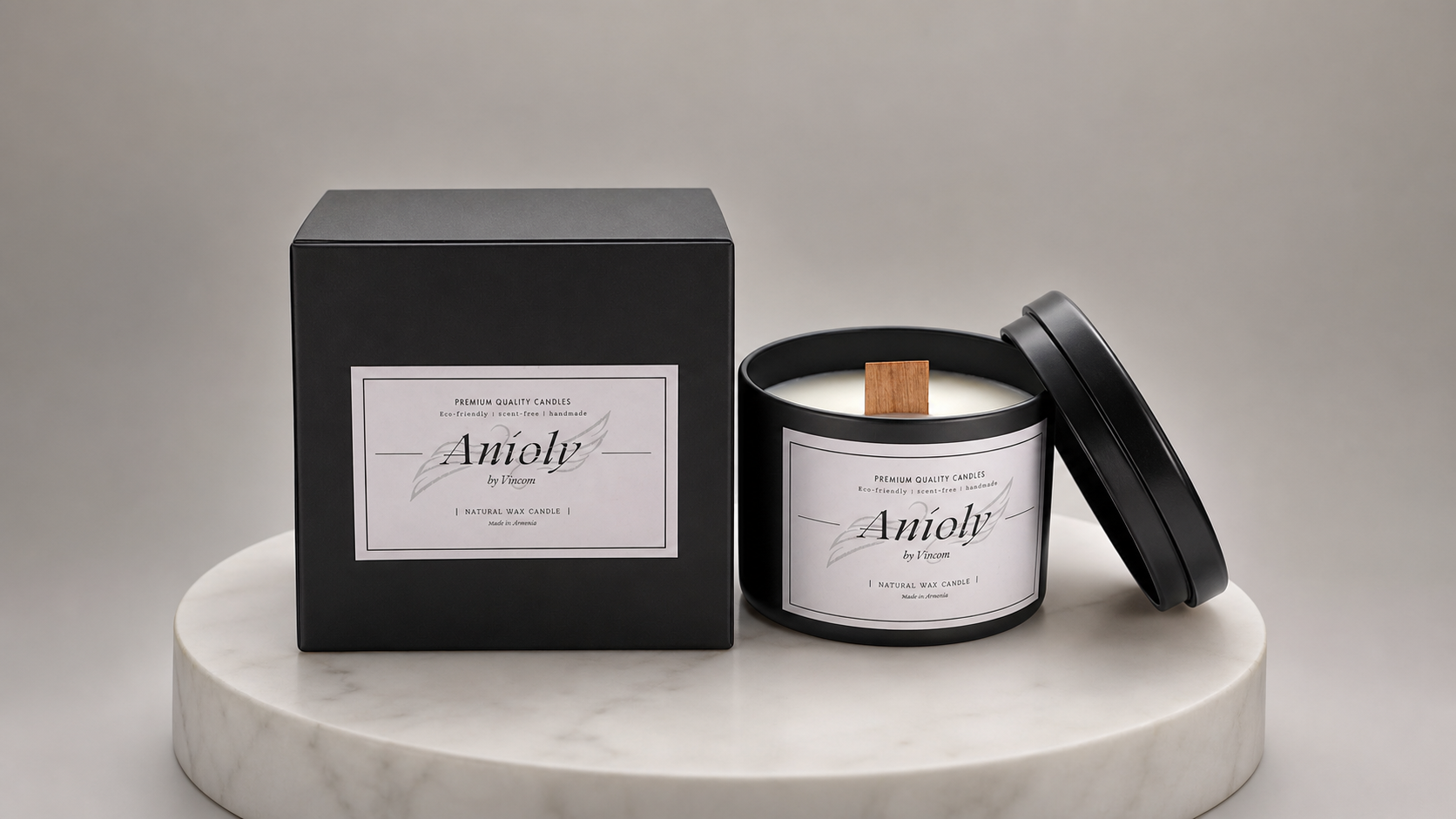 Մետաղական մոմակալ և մոմ «Aníoly Black»